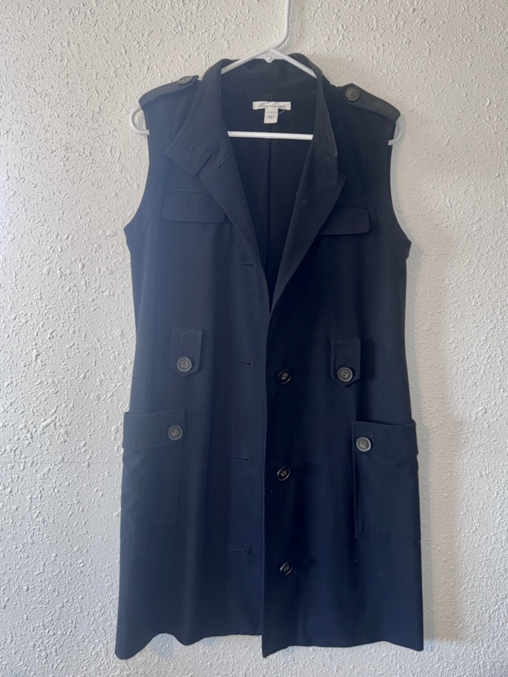 Kenneth Cole Black Sleeveless Trench Vest